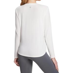 imagebaleaf Womens Long Sleeve Workout Tops Active Running Shirts Loose Fit Quick Dry Athletic SoftCrew Neckwhite