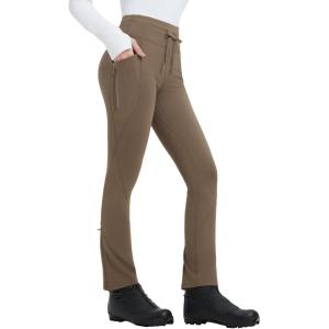 imagebaleaf Womens Thermal Fleece Lined Leggings with Pockets Ankle Zip Reflective Water Resistant High Waisted Warm Snow PantsBrown