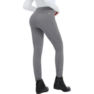imagebaleaf Womens Thermal Fleece Lined Leggings with Pockets Ankle Zip Reflective Water Resistant High Waisted Warm Snow PantsGray
