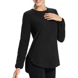 imagebaleaf Womens Thermal Shirts Polar Fleece Tops Long Sleeve Tunic Warm Running Workout Winter Cold Weather HikingBlack