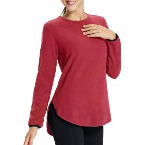 imagebaleaf Womens Thermal Shirts Polar Fleece Tops Long Sleeve Tunic Warm Running Workout Winter Cold Weather HikingDark Red