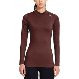 imagebaleaf Womens Thermal Tops Fleece Shirts Running Workout Athletic Base Layer Warm Cold Weather Gear Mock NeckMaroonmock Neck