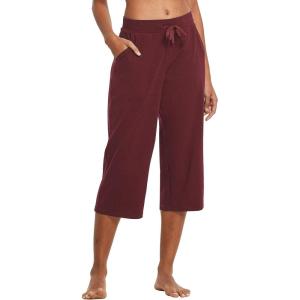 imagebaleaf Womens Wide Leg Capris Yoga Cotton Crop Pockets Summer Capri Sweatpants Loose Lounge Casual Workout PantsRegularhot Pink