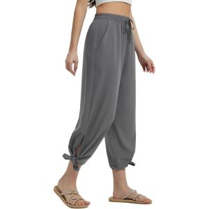 imagebaleaf Womens Wide Leg Swim Pants UPF50 Long Beach Pants High Waisted Lightweight Quick Dry Flowy Swim Capris with PocketsDark Gray