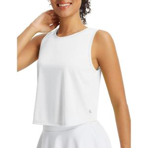 imagebaleaf Workout Tops for Women Cropped Back Knotted Sleeveless Tank Tops Athletic Gym Yoga Running Shirts UPF50White