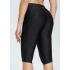 imagebaleaf Womens 14quot High Waisted Swim Capris Long Swim Shorts Knee Length UPF50 Swimsuit with Liner and PocketsBlack