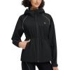 imagebaleaf Womens Rain Jackets Waterproof Windbreaker Packable Lightweight Cycling Running Jacket Hiking Gear Reflective HoodedBlack