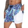 imagebaleaf Mens Swim Trunks 55 ampamp 7 ampamp 9 Inch Board Shorts with Compression Liner Quick Dry Swim Shorts with Zipper PocketsGreen Tropical Leaves