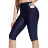 imagebaleaf Womens 14quot High Waisted Swim Capris Long Swim Shorts Knee Length UPF50 Swimsuit with Liner and PocketsNavy