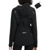 imagebaleaf Womens Rain Jackets Waterproof Windbreaker Packable Lightweight Cycling Running Jacket Hiking Gear Reflective HoodedBlack