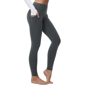 imagebaleaf Womens Fleece Lined Leggings Thermal Warm Winter Tights High Waisted Yoga Pants Cold Weather with PocketsDark Heather Gray