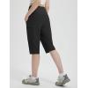 imagebaleaf 15 Long Shorts for Women Hiking Knee Length Quick Dry Cargo Capri Pants Bermuda Stretchy LightweightBlack