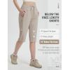 imagebaleaf 15 Long Shorts for Women Hiking Knee Length Quick Dry Cargo Capri Pants Bermuda Stretchy LightweightKhaki