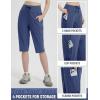 imagebaleaf 15 Long Shorts for Women Hiking Knee Length Quick Dry Cargo Capri Pants Bermuda Stretchy LightweightNavy Blue