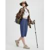 imagebaleaf 15 Long Shorts for Women Hiking Knee Length Quick Dry Cargo Capri Pants Bermuda Stretchy LightweightNavy Blue