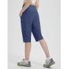 imagebaleaf 15 Long Shorts for Women Hiking Knee Length Quick Dry Cargo Capri Pants Bermuda Stretchy LightweightNavy Blue