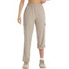 imagebaleaf Womens Hiking Pants Water Resistant Convertible Cargo Capri Roll Up Capri UPF50 Zipper Pockets Clothing TravelLight Khaki