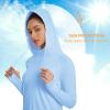 imagebaleaf Womens Sun Protection Hoodie Shirt UPF 50 Long Sleeve UV SPF TShirts Rash Guard Hiking Running Quick DryLight Blue