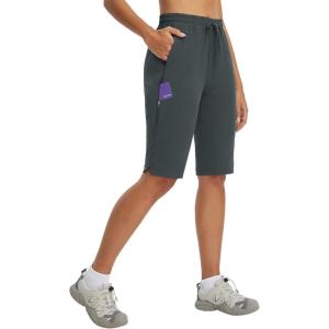 imagebaleaf Womens 13 Knee Length Hiking Shorts Quick Dry Water Resistant Lightweight Bermuda with PocketsDark Gray