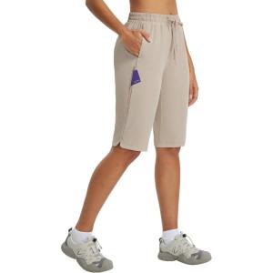 imagebaleaf Womens 13 Knee Length Hiking Shorts Quick Dry Water Resistant Lightweight Bermuda with PocketsKhaki