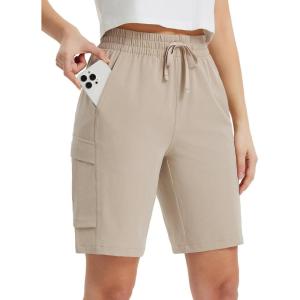 imagebaleaf Womens 9quot Cargo Shorts Hiking Water Resistant Pockets Bermuda Lightweight UPF50 Camping Travel OutdoorLight Khaki
