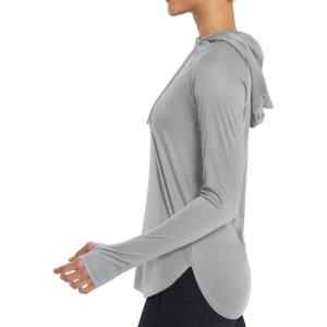 imagebaleaf Womens Sun Protection Hoodie Shirt UPF 50 Long Sleeve UV SPF TShirts Rash Guard Hiking Running Quick DryGray