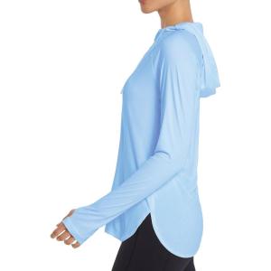 imagebaleaf Womens Sun Protection Hoodie Shirt UPF 50 Long Sleeve UV SPF TShirts Rash Guard Hiking Running Quick DryLight Blue