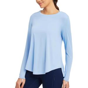 imagebaleaf Womens UPF 50 Sun Shirts Flowy Swing Tunic Tops Long Sleeve UV Protection Hiking Outdoor Workout S3XL Plus SizeLight Blue