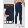 imagebaleaf Mens Thermal Running Tights Winter Cycling Pants Fleece Lined Compression Leggings Zipper Pockets Cold Weather GearNavy