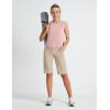 imagebaleaf Womens 12quot Bermuda Shorts Long Shorts Knee Length Running Walking Workout Athletic Stretch PocketsKhaki