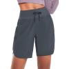 imagebaleaf Womens 7quot Athletic Long Running Shorts Workout Gym Quick Dry Hiking Shorts High Waisted Zipper PocketDark Gray