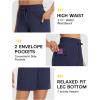 imagebaleaf Womens 7quot Athletic Shorts Quick Dry Running Workout Lightweight High Waisted Long Shorts with PocketsNavy Blue