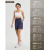 imagebaleaf Womens 7quot Athletic Shorts Quick Dry Running Workout Lightweight High Waisted Long Shorts with PocketsNavy Blue