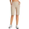 imagebaleaf Womens 12quot Bermuda Shorts Long Shorts Knee Length Running Walking Workout Athletic Stretch PocketsKhaki
