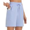 imagebaleaf Womens 7quot Athletic Shorts Quick Dry Running Workout Lightweight High Waisted Long Shorts with PocketsLight Blue