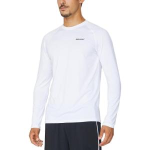 imagebaleaf Mens Long Sleeve Running Shirts Quick Dry Workout Shirts Athletic TShirts Lightweight Soft Fishing Tee TopsA002 White