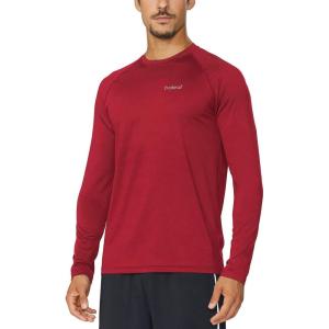 imagebaleaf Mens Long Sleeve Running Shirts Quick Dry Workout Shirts Athletic TShirts Lightweight Soft Fishing Tee TopsA005 Dark Red