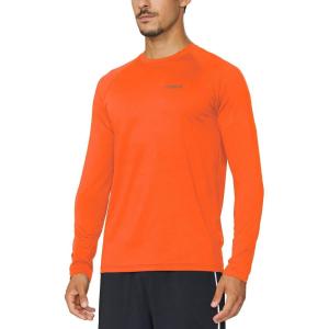 imagebaleaf Mens Long Sleeve Running Shirts Quick Dry Workout Shirts Athletic TShirts Lightweight Soft Fishing Tee TopsA009 Fluorescent Orange