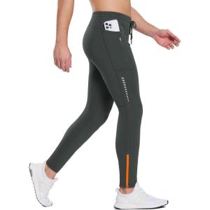 imagebaleaf Mens Thermal Running Tights Winter Cycling Pants Fleece Lined Compression Leggings Zipper Pockets Cold Weather GearDark Gray
