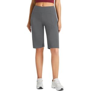 imagebaleaf Womens 12quot Bermuda Shorts Long Shorts Knee Length Running Walking Workout Athletic Stretch PocketsGray