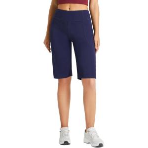 imagebaleaf Womens 12quot Bermuda Shorts Long Shorts Knee Length Running Walking Workout Athletic Stretch PocketsNavy