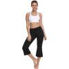 imagebaleaf Women Flare Capri Leggings with Pockets Yoga Pants Bootcut Casual Cotton Work Summer LoungeBlack