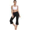 imagebaleaf Women Flare Capri Leggings with Pockets Yoga Pants Bootcut Casual Cotton Work Summer LoungeBlack