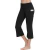 imagebaleaf Women Flare Capri Leggings with Pockets Yoga Pants Bootcut Casual Cotton Work Summer LoungeBlack