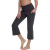 imagebaleaf Women Flare Capri Leggings with Pockets Yoga Pants Bootcut Casual Cotton Work Summer LoungeCharcoal