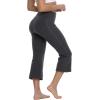 imagebaleaf Women Flare Capri Leggings with Pockets Yoga Pants Bootcut Casual Cotton Work Summer LoungeCharcoal