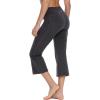 imagebaleaf Women Flare Capri Leggings with Pockets Yoga Pants Bootcut Casual Cotton Work Summer LoungeCharcoal