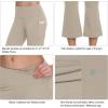 imagebaleaf Women Flare Capri Leggings with Pockets Yoga Pants Bootcut Casual Cotton Work Summer LoungeLight Khaki