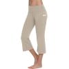 imagebaleaf Women Flare Capri Leggings with Pockets Yoga Pants Bootcut Casual Cotton Work Summer LoungeLight Khaki
