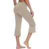 imagebaleaf Women Flare Capri Leggings with Pockets Yoga Pants Bootcut Casual Cotton Work Summer LoungeLight Khaki